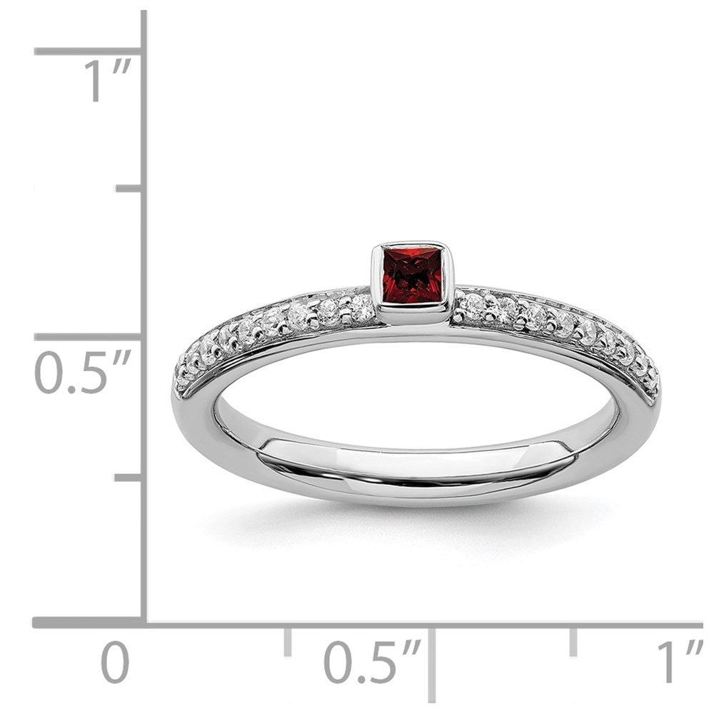 Sterling Silver Stackable Expressions Garnet & Diamond Ring | QSK2136