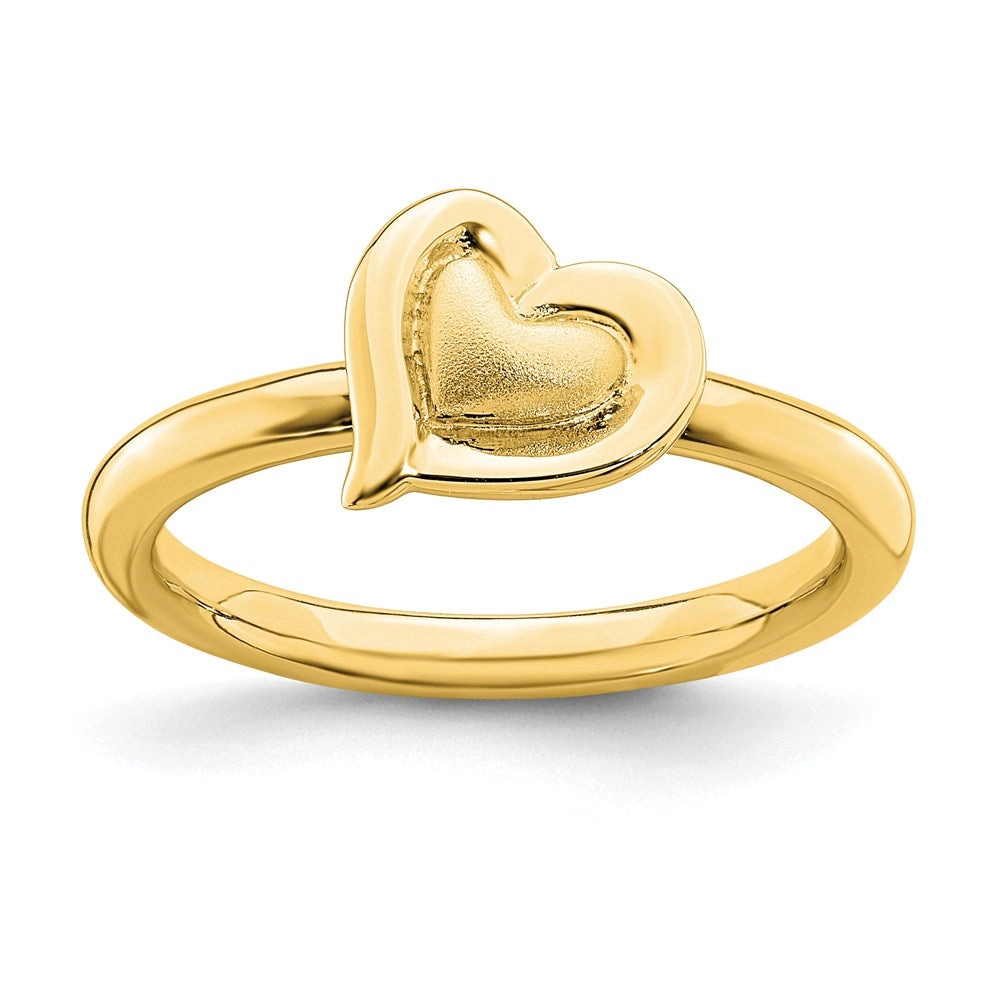 Sterling Silver Stackable Expressions Gold-plated Heart Ring | QSK1622
