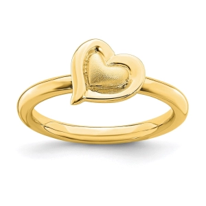 Sterling Silver Stackable Expressions Gold-plated Heart Ring | QSK1622