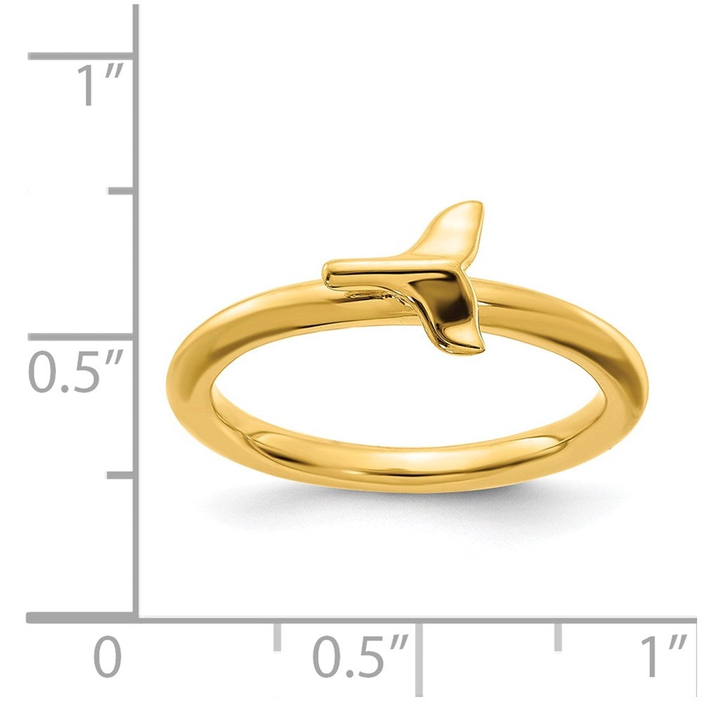 Sterling Silver Stackable Expressions Gold-plated Polished Whale Tail Ring | QSK2040