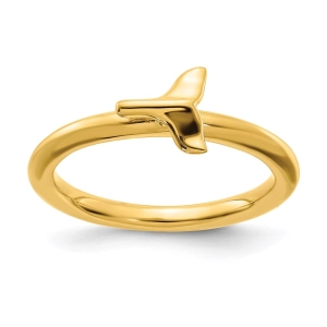 Sterling Silver Stackable Expressions Gold-plated Polished Whale Tail Ring | QSK2040