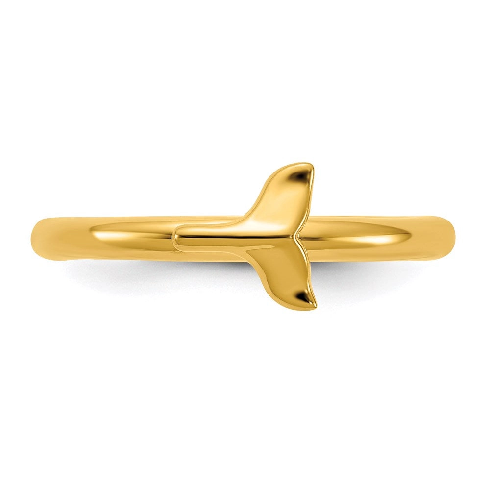 Sterling Silver Stackable Expressions Gold-plated Polished Whale Tail Ring | QSK2040