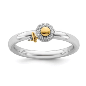 Sterling Silver Stackable Expressions Gold-Plated Venus Symbol Dia. Ring | QSK2168