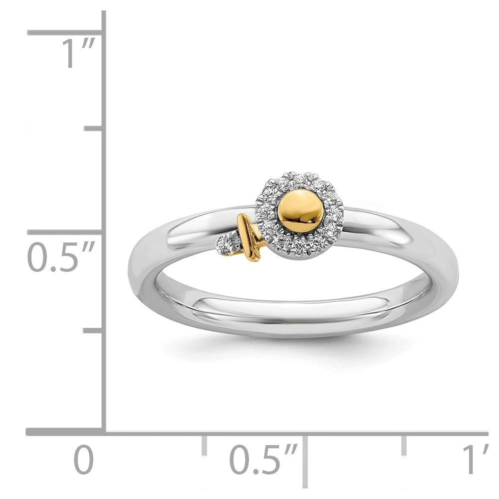 Sterling Silver Stackable Expressions Gold-Plated Venus Symbol Dia. Ring | QSK2168