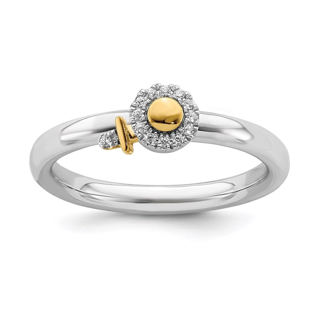 Sterling Silver Stackable Expressions Gold-Plated Venus Symbol Dia. Ring | QSK2168
