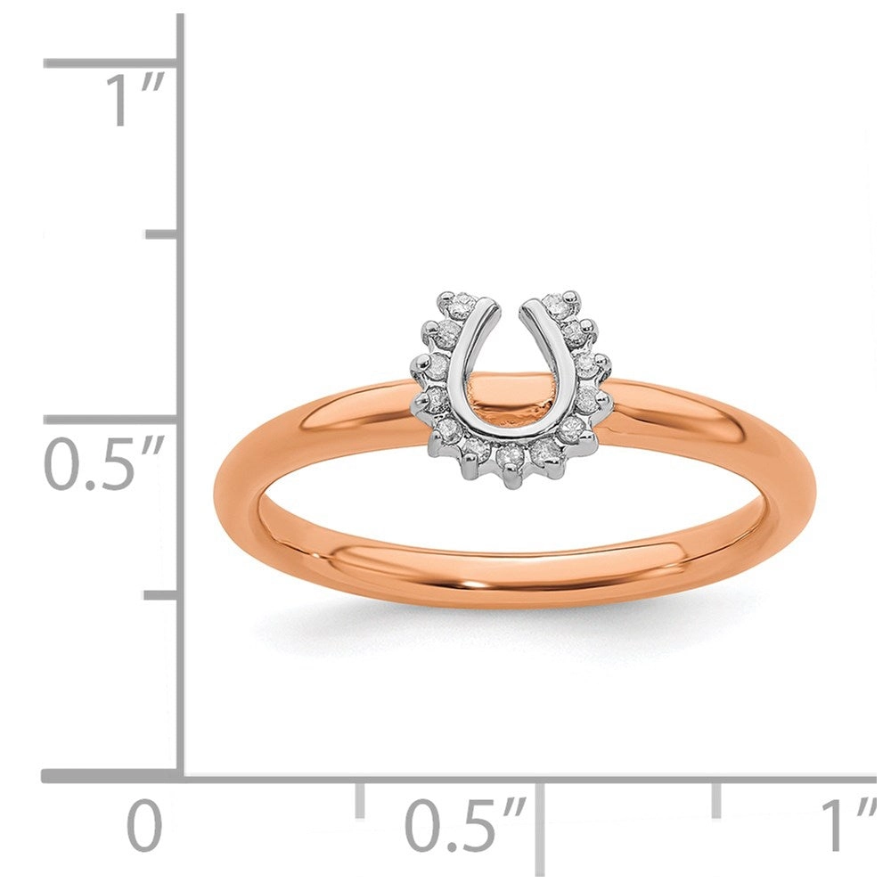 Sterling Silver Stackable Expressions Pink-plated Dia. Horseshoe Ring | QSK1978