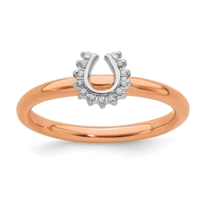Sterling Silver Stackable Expressions Pink-plated Dia. Horseshoe Ring | QSK1978