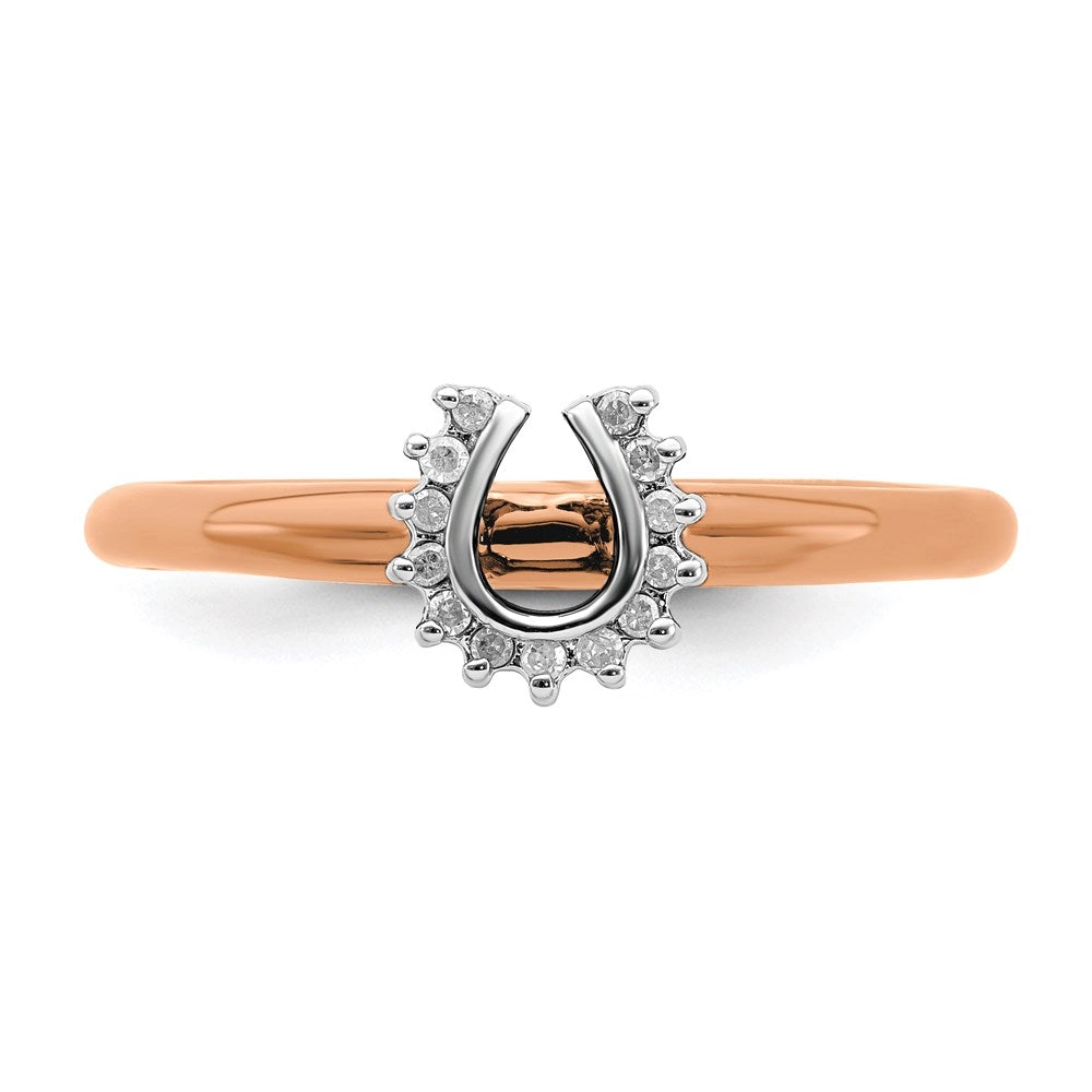 Sterling Silver Stackable Expressions Pink-plated Dia. Horseshoe Ring | QSK1978