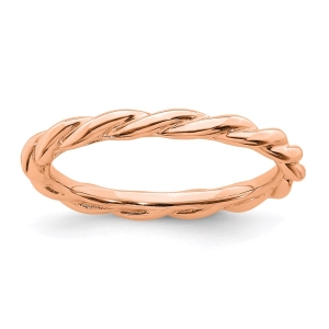 Sterling Silver Stackable Expressions Pink-plated Twist Ring | QSK2005