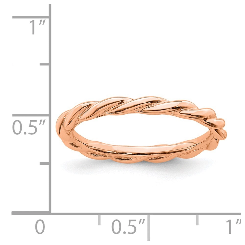 Sterling Silver Stackable Expressions Pink-plated Twist Ring | QSK2005