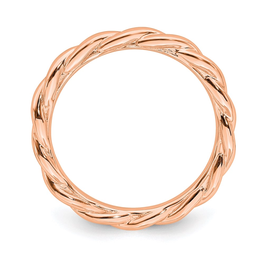 Sterling Silver Stackable Expressions Pink-plated Twist Ring | QSK2005