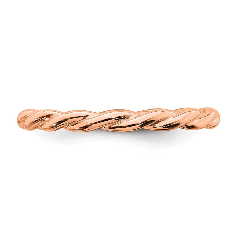 Sterling Silver Stackable Expressions Pink-plated Twist Ring | QSK2005