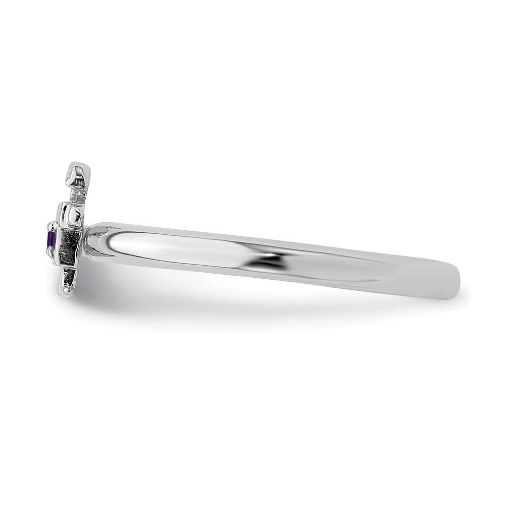 Sterling Silver Stackable Expressions Rhodium Amethyst Boy Ring | QSK1912