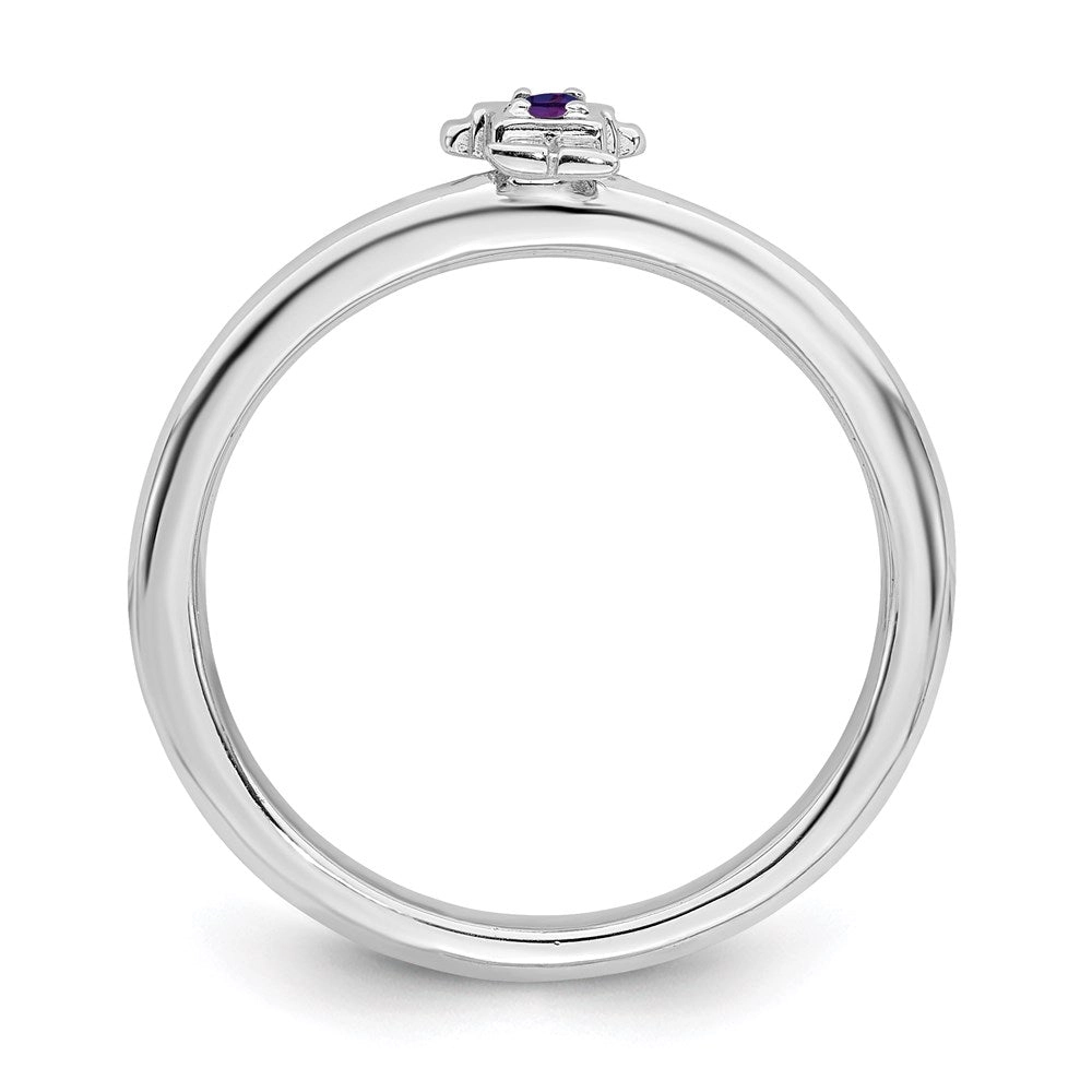 Sterling Silver Stackable Expressions Rhodium Amethyst Boy Ring | QSK1912