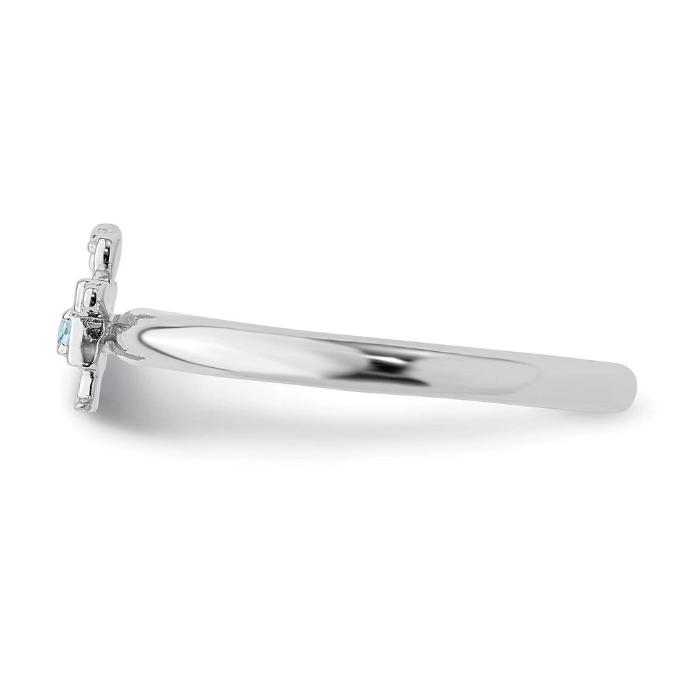 Sterling Silver Stackable Expressions Rhodium Aquamarine Girl Ring | QSK1925
