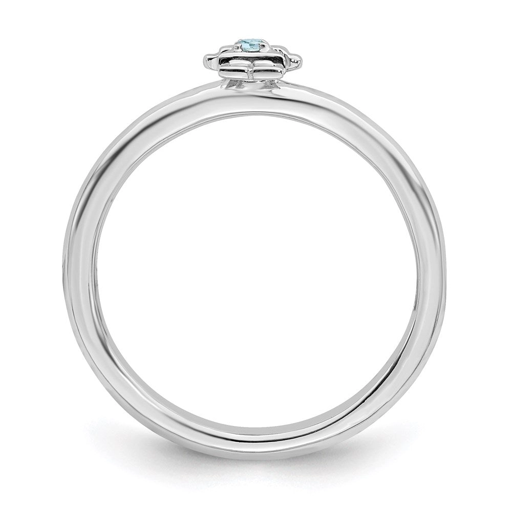 Sterling Silver Stackable Expressions Rhodium Aquamarine Girl Ring | QSK1925