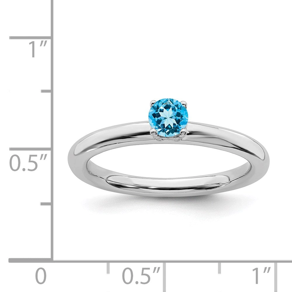 Sterling Silver Stackable Expressions Rhodium Blue Topaz Ring | QSK1910