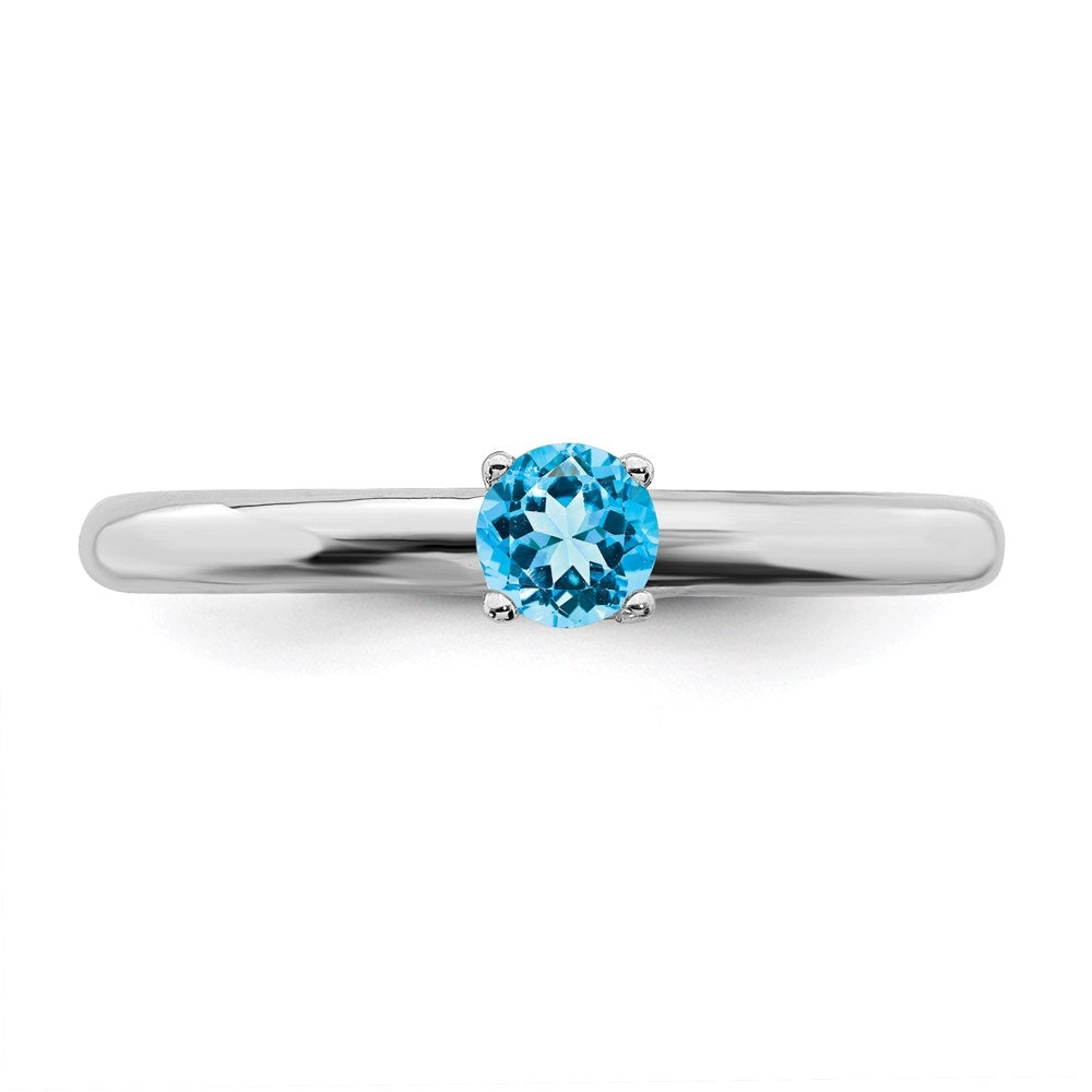 Sterling Silver Stackable Expressions Rhodium Blue Topaz Ring | QSK1910