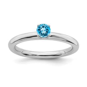 Sterling Silver Stackable Expressions Rhodium Blue Topaz Ring | QSK1910