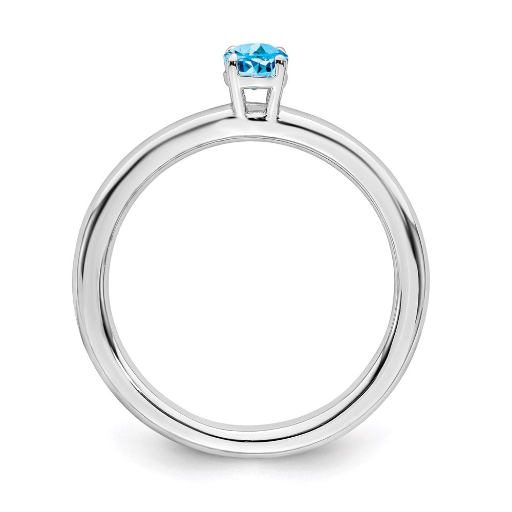 Sterling Silver Stackable Expressions Rhodium Blue Topaz Ring | QSK1910