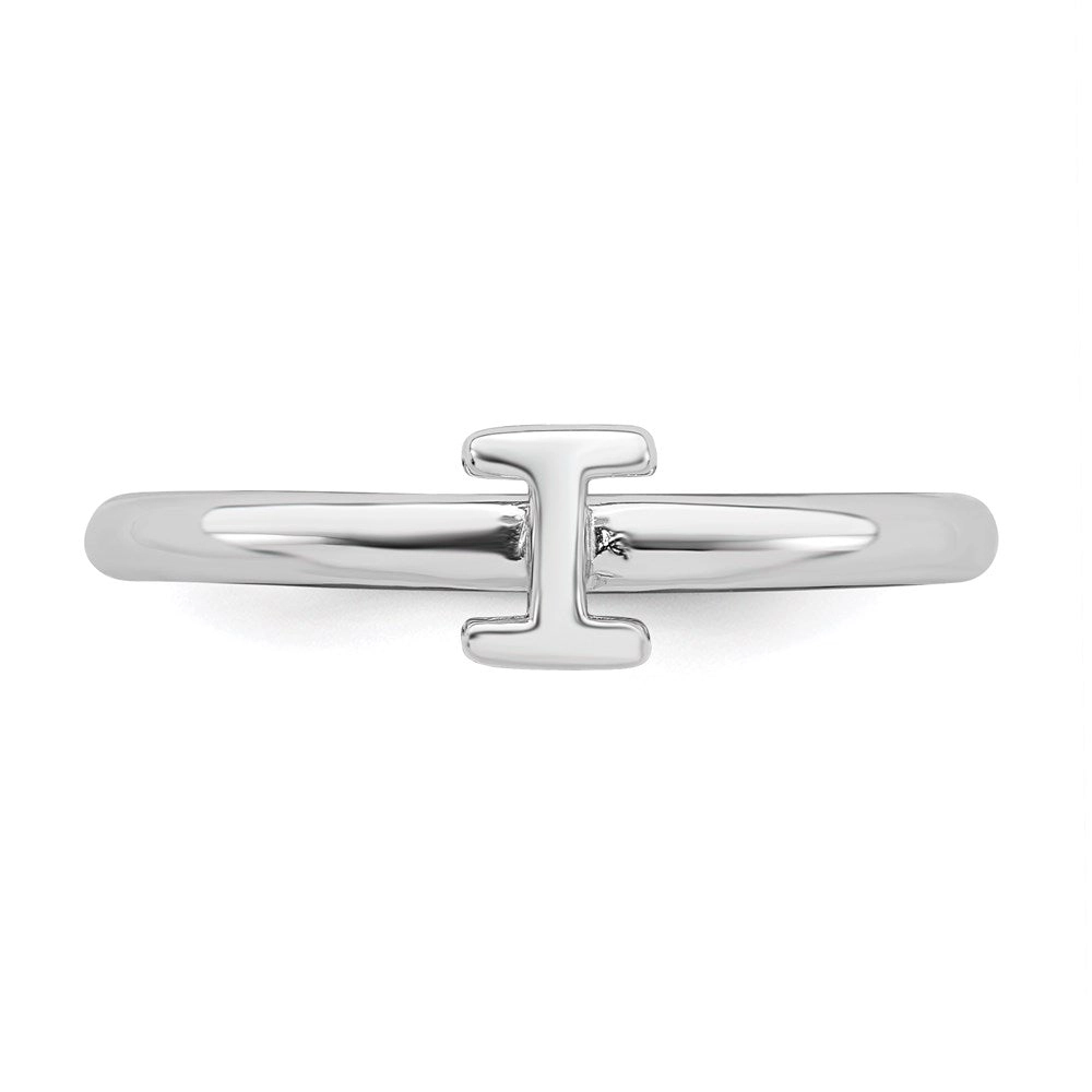 Sterling Silver Stackable Expressions Rhodium Letter I Ring | QSK1987