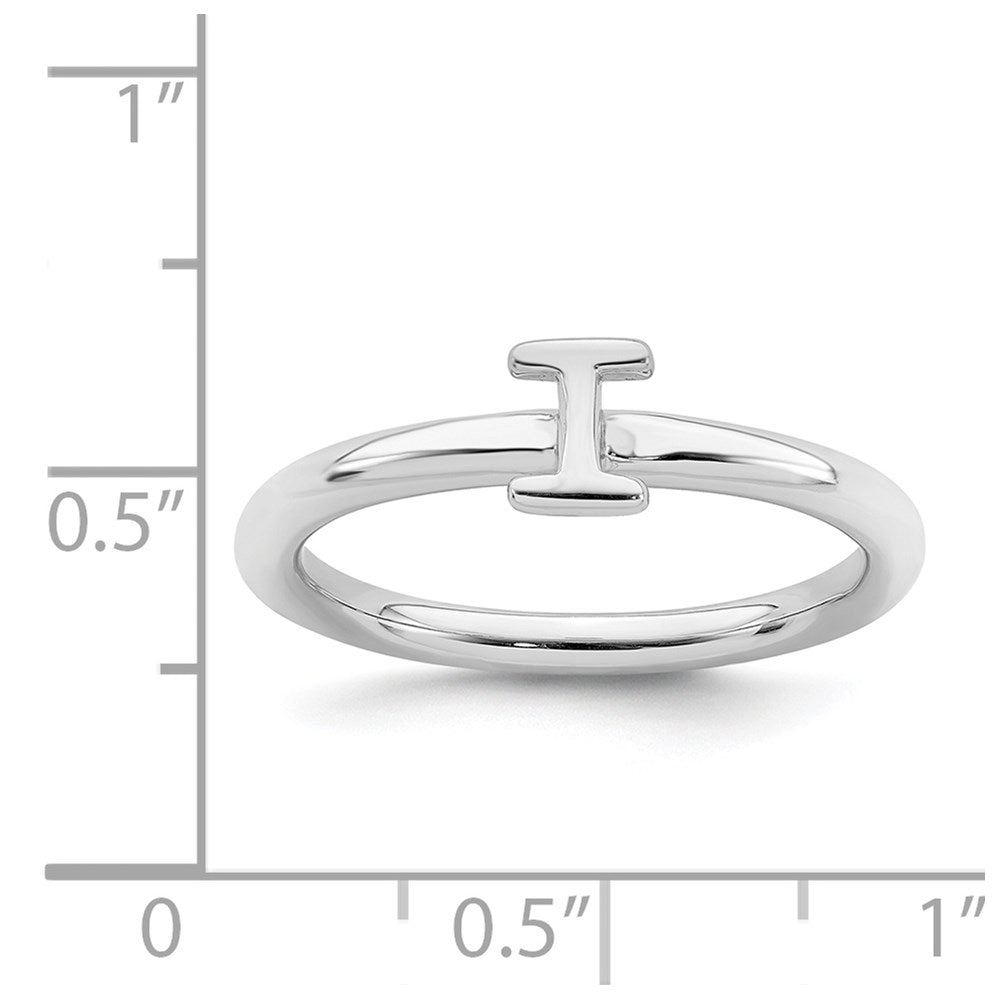 Sterling Silver Stackable Expressions Rhodium Letter I Ring | QSK1987