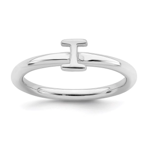 Sterling Silver Stackable Expressions Rhodium Letter I Ring | QSK1987