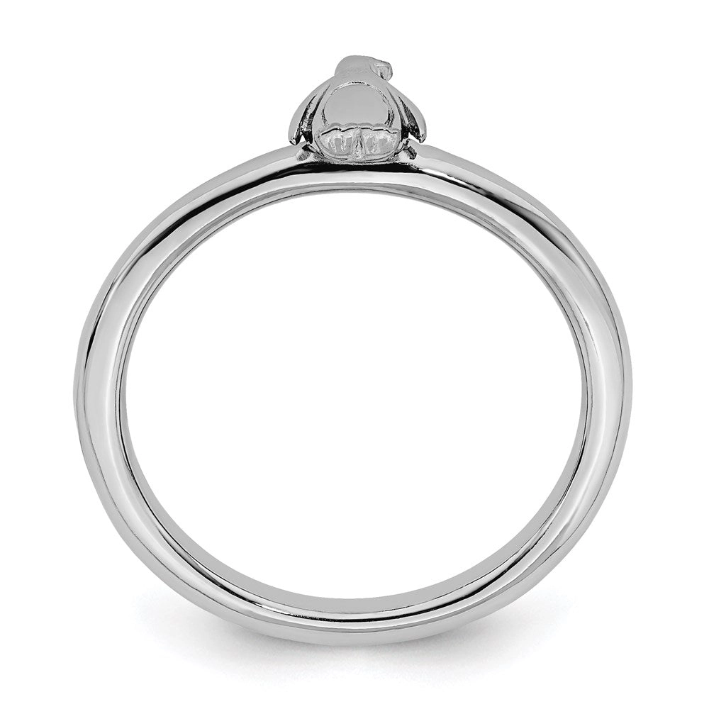 Sterling Silver Stackable Expressions Rhodium Penguin Ring | QSK1958