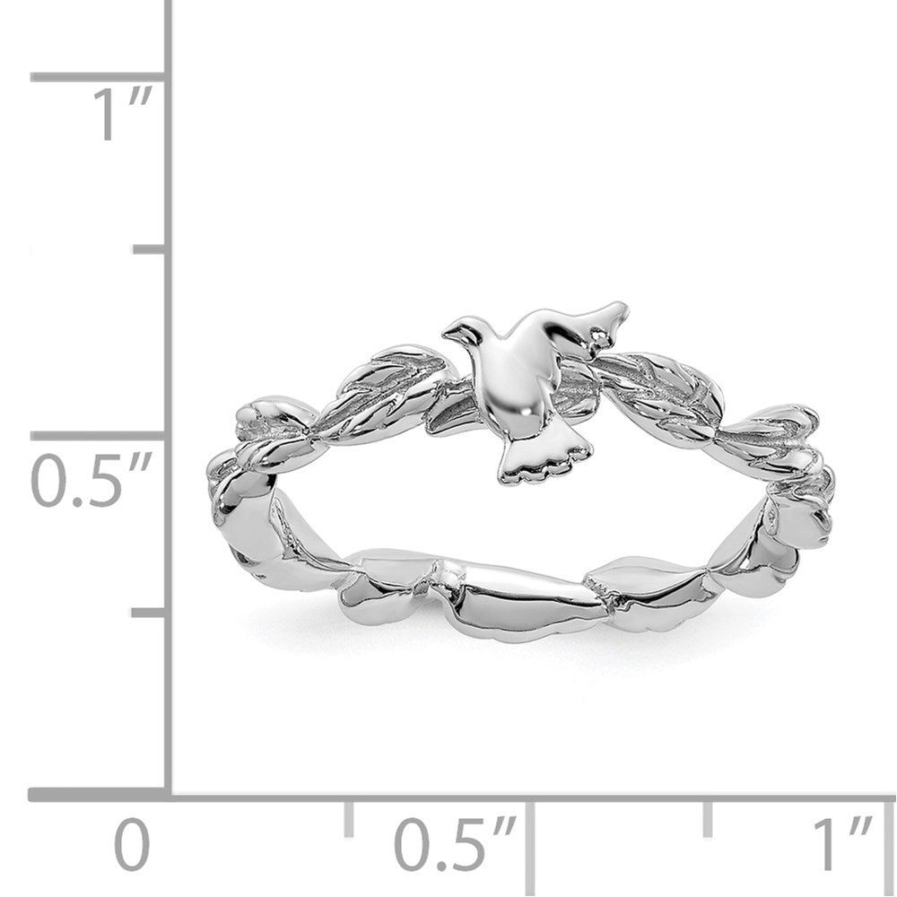 Sterling Silver Stackable Expressions Rhodium-plated Polished Dove Ring | QSK2049