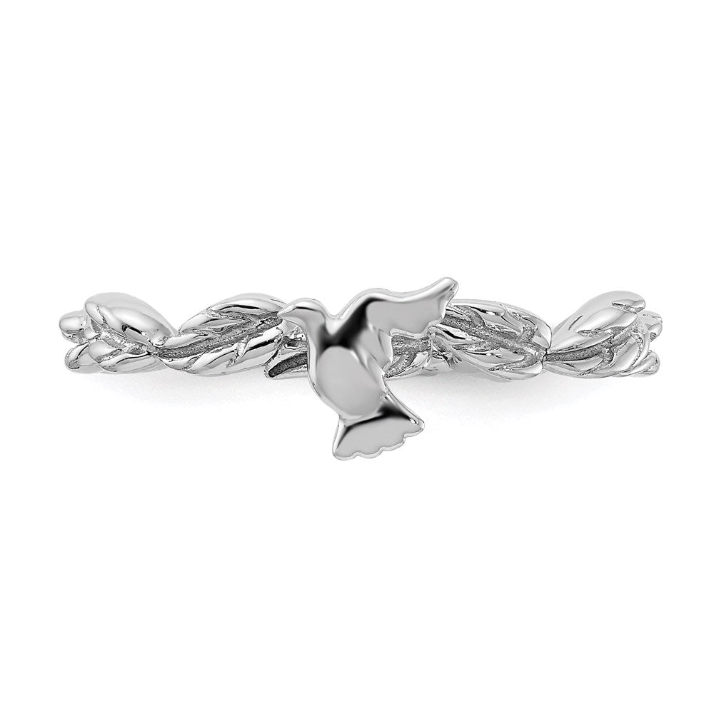 Sterling Silver Stackable Expressions Rhodium-plated Polished Dove Ring | QSK2049