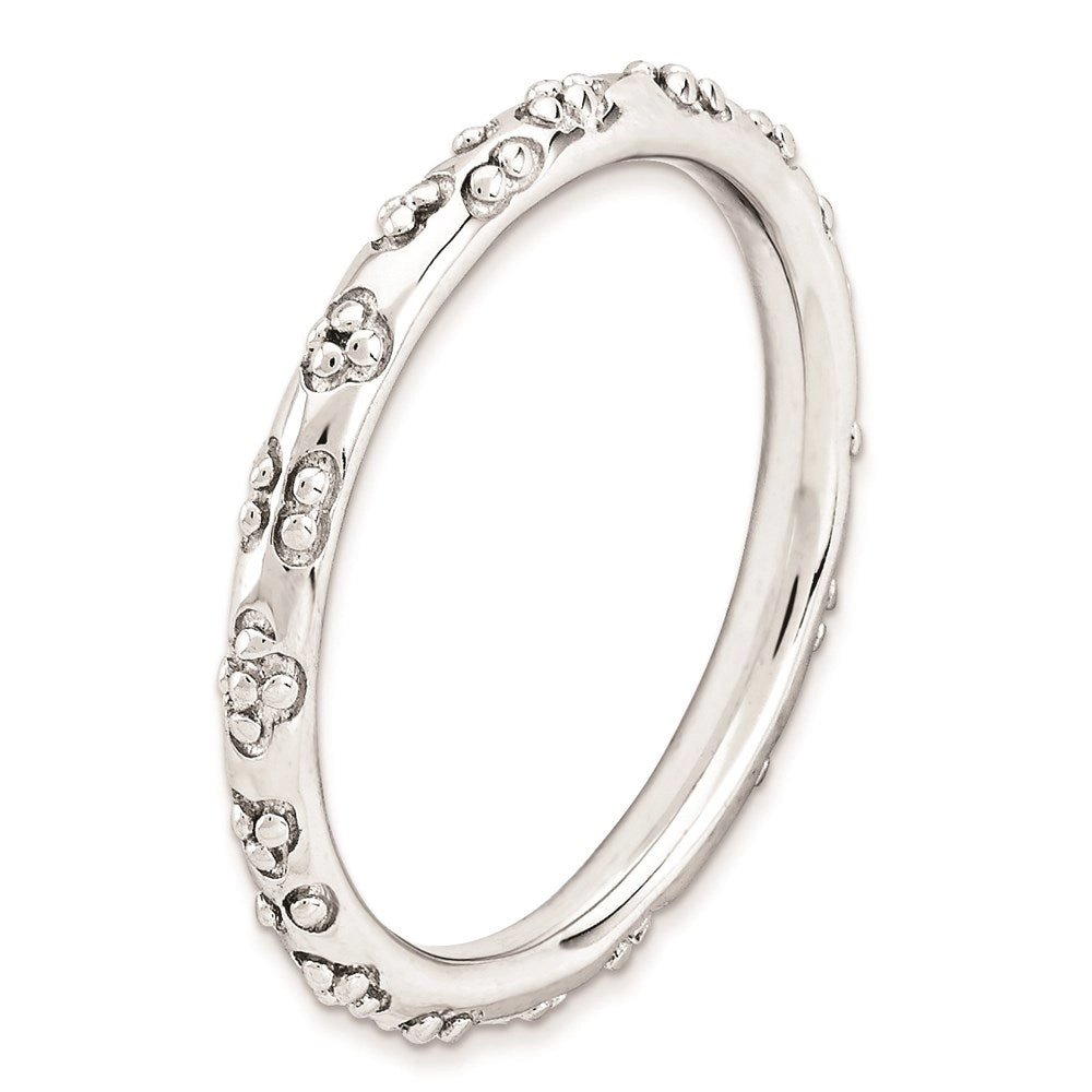 Sterling Silver Stackable Expressions Rhodium Textured Ring | QSK1615