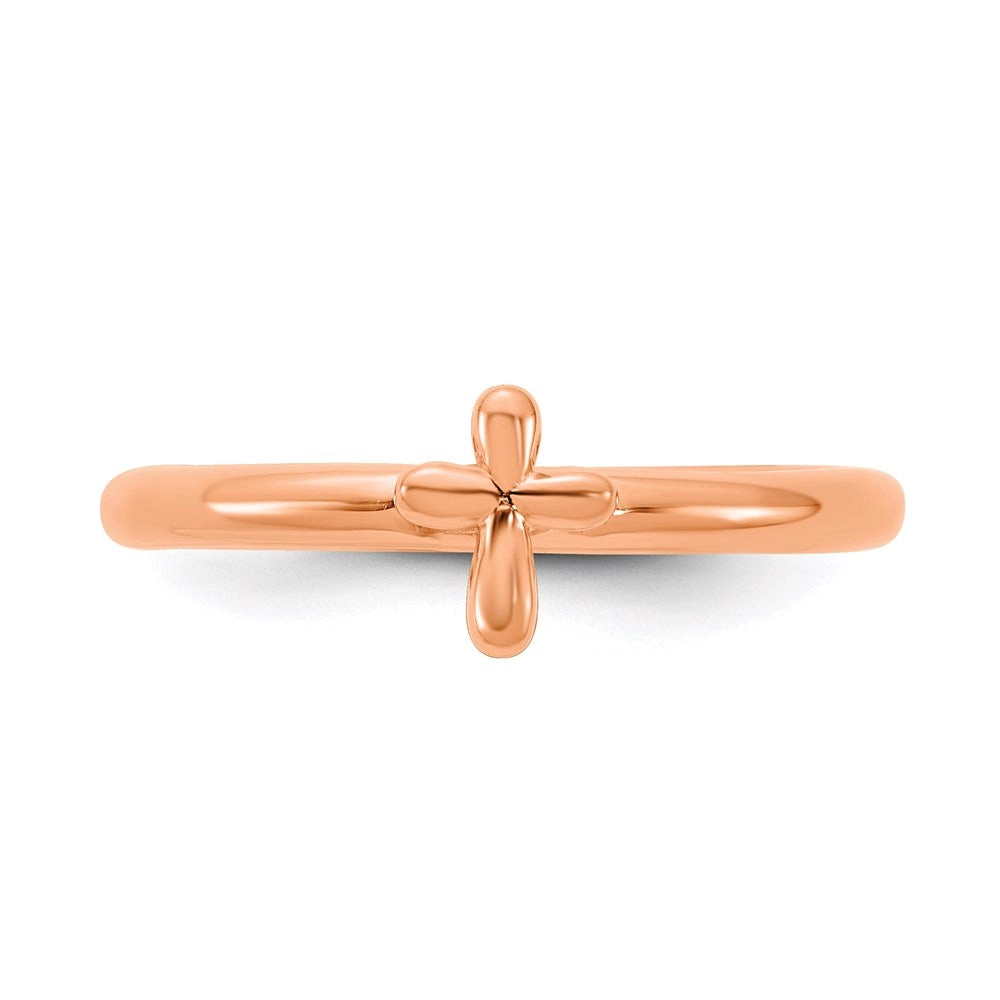 Sterling Silver Stackable Expressions Rose Gold-plated Cross Ring | QSK2047