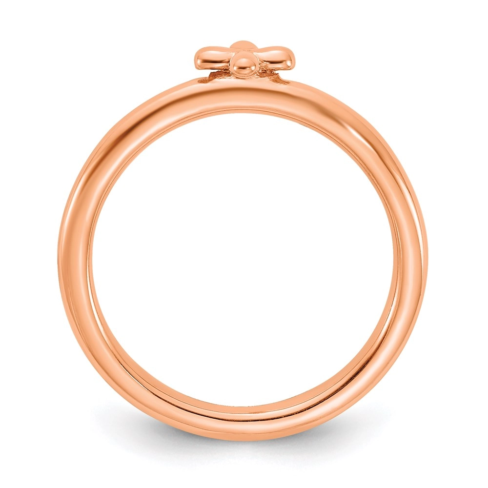 Sterling Silver Stackable Expressions Rose Gold-plated Cross Ring | QSK2047
