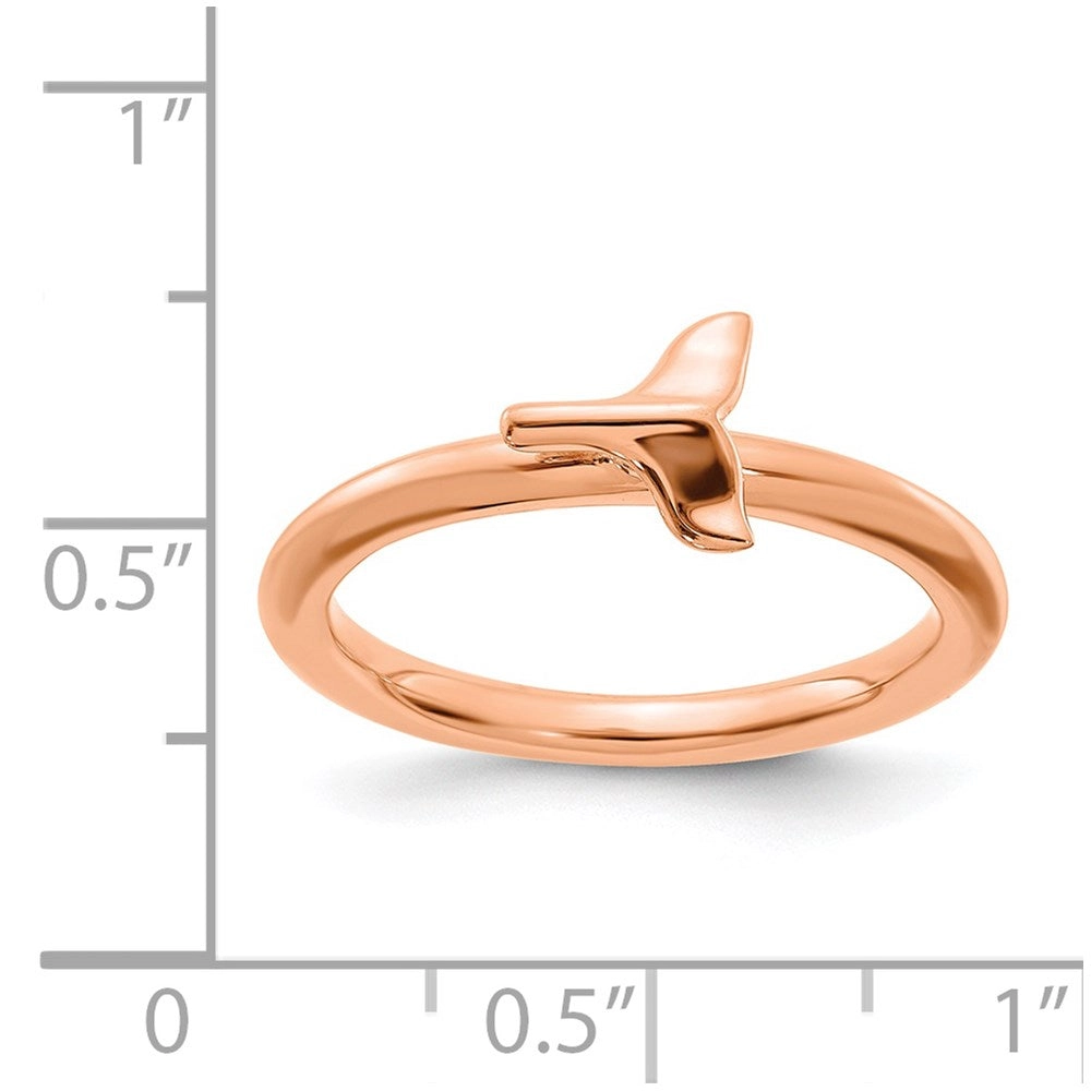 Sterling Silver Stackable Expressions Rose Gold-plated Whale Tail Ring | QSK2042