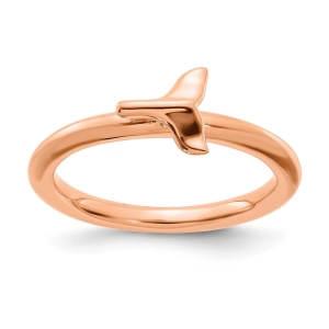 Sterling Silver Stackable Expressions Rose Gold-plated Whale Tail Ring | QSK2042
