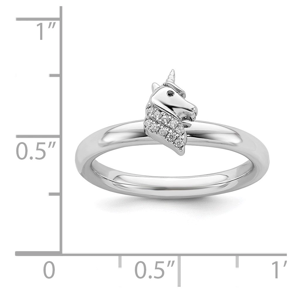 Sterling Silver Stackable Expressions Unicorn Diamond Ring | QSK2165