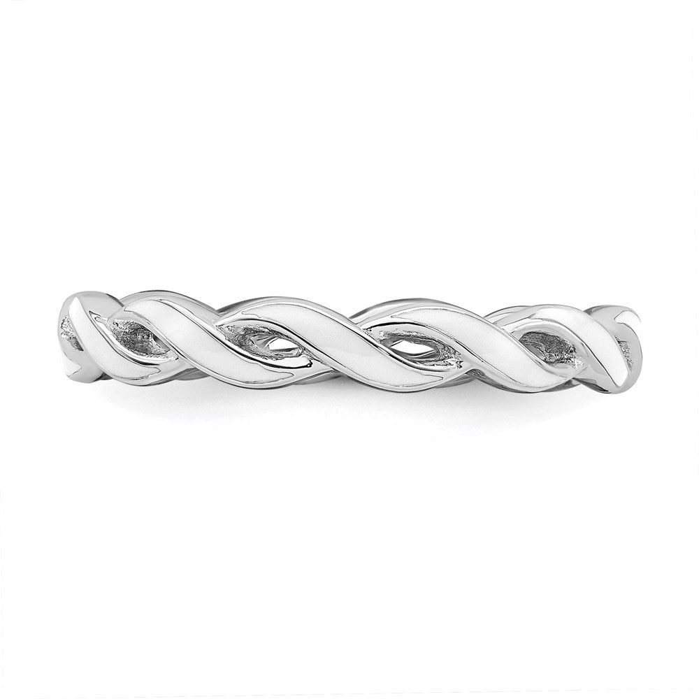 Sterling Silver Stackable Expressions White Enamel Ring | QSK1515