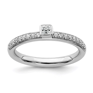 Sterling Silver Stackable Expressions White Topaz & Diamond Ring | QSK2139