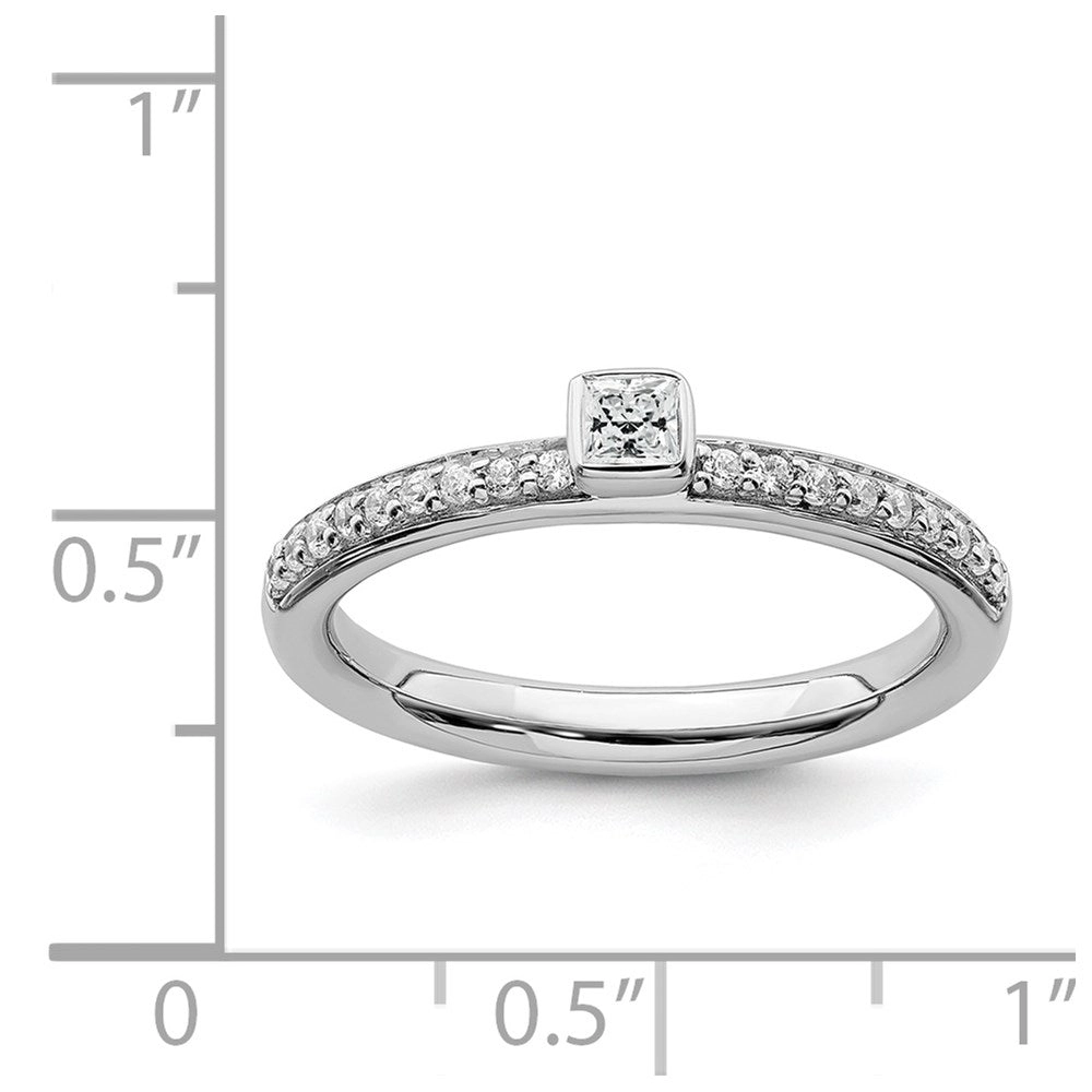 Sterling Silver Stackable Expressions White Topaz & Diamond Ring | QSK2139