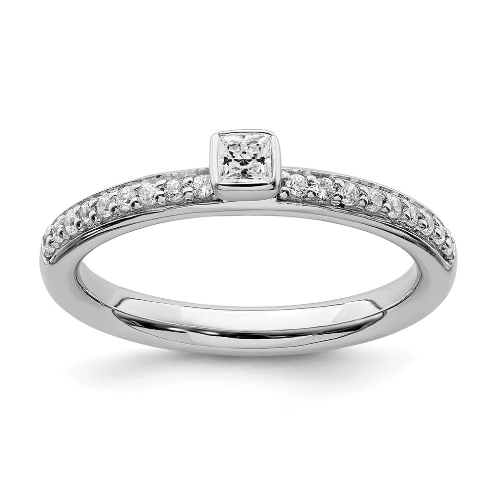 Sterling Silver Stackable Expressions White Topaz & Diamond Ring | QSK2139