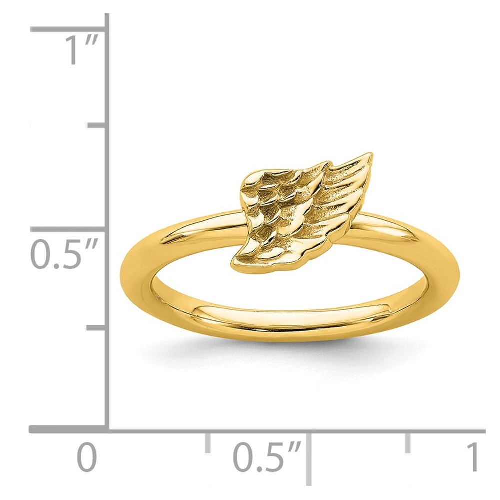 Sterling Silver Stackable Expressions Yellow-plated Angel Wing Ring | QSK1984