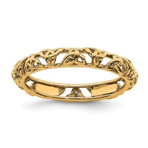 Sterling Silver Stackable Expressions Yellow-plated Celtic Knot Ring | QSK2009
