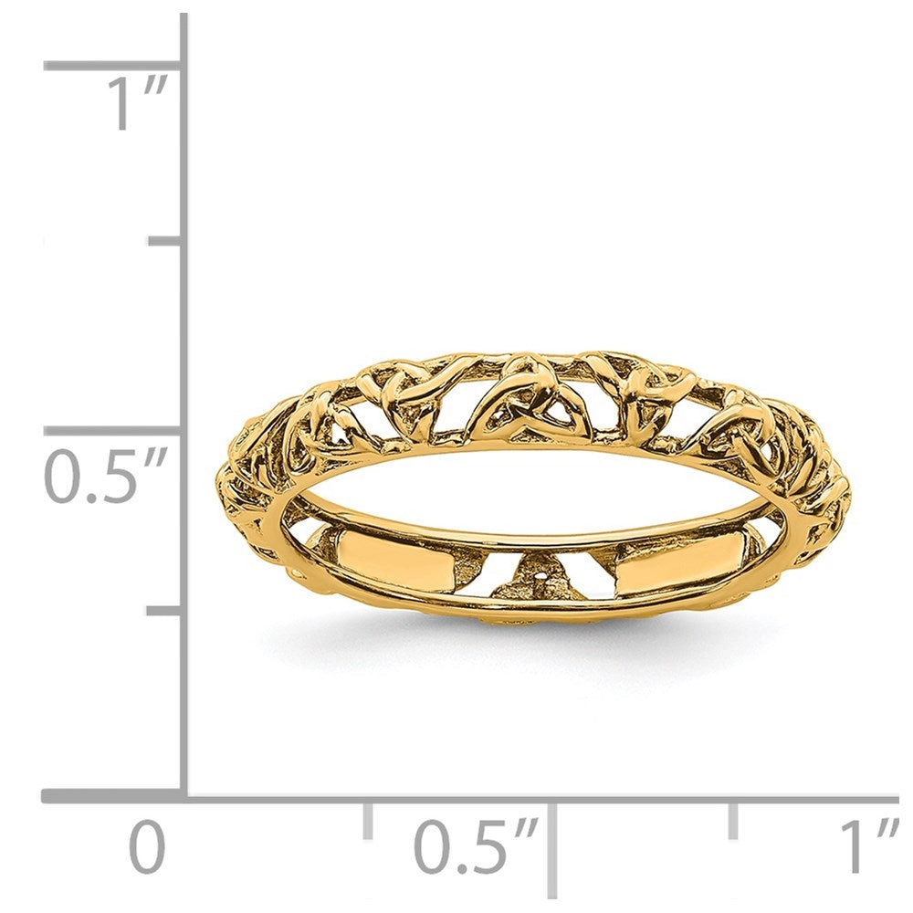 Sterling Silver Stackable Expressions Yellow-plated Celtic Knot Ring | QSK2009