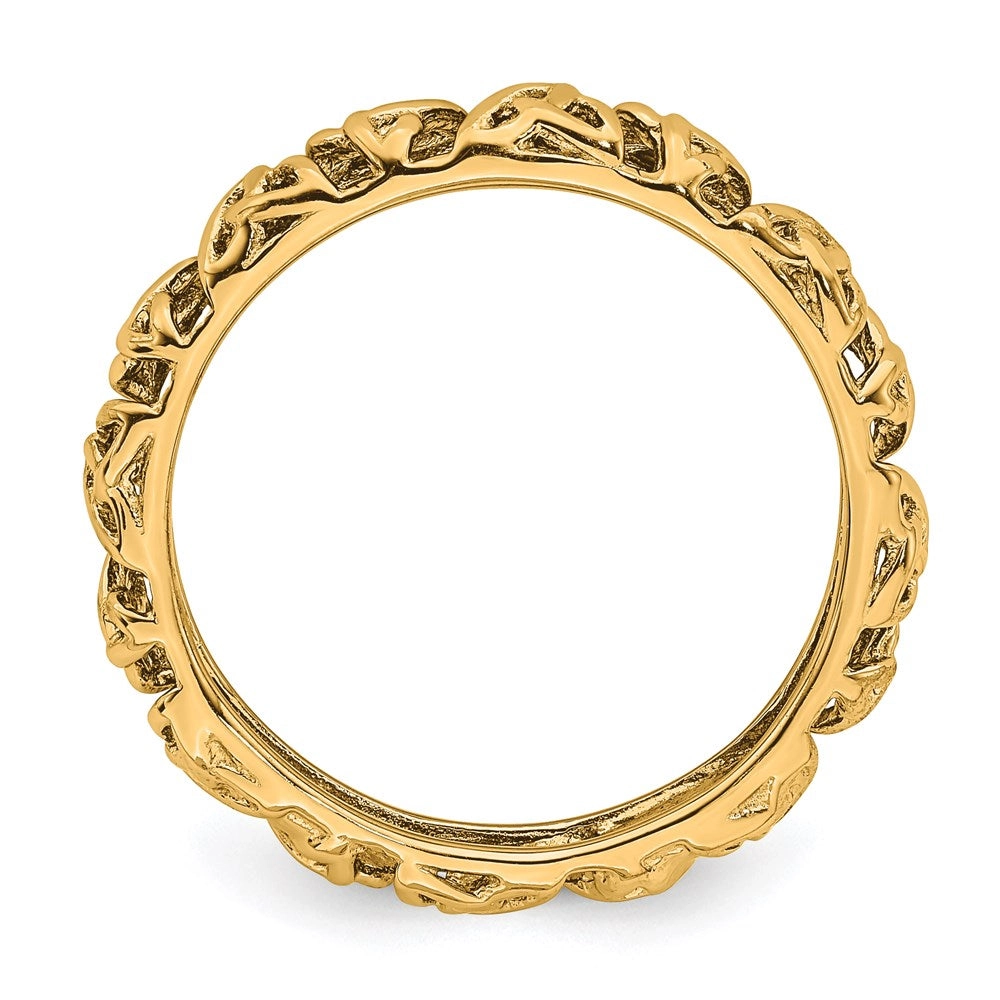 Sterling Silver Stackable Expressions Yellow-plated Celtic Knot Ring | QSK2009