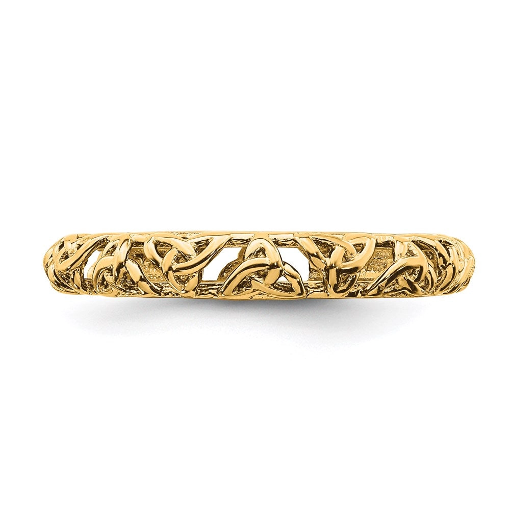 Sterling Silver Stackable Expressions Yellow-plated Celtic Knot Ring | QSK2009