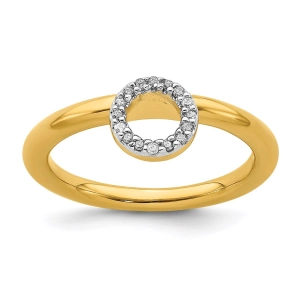 Sterling Silver Stackable Expressions Yellow-plated Halo Dia. Ring | QSK1992