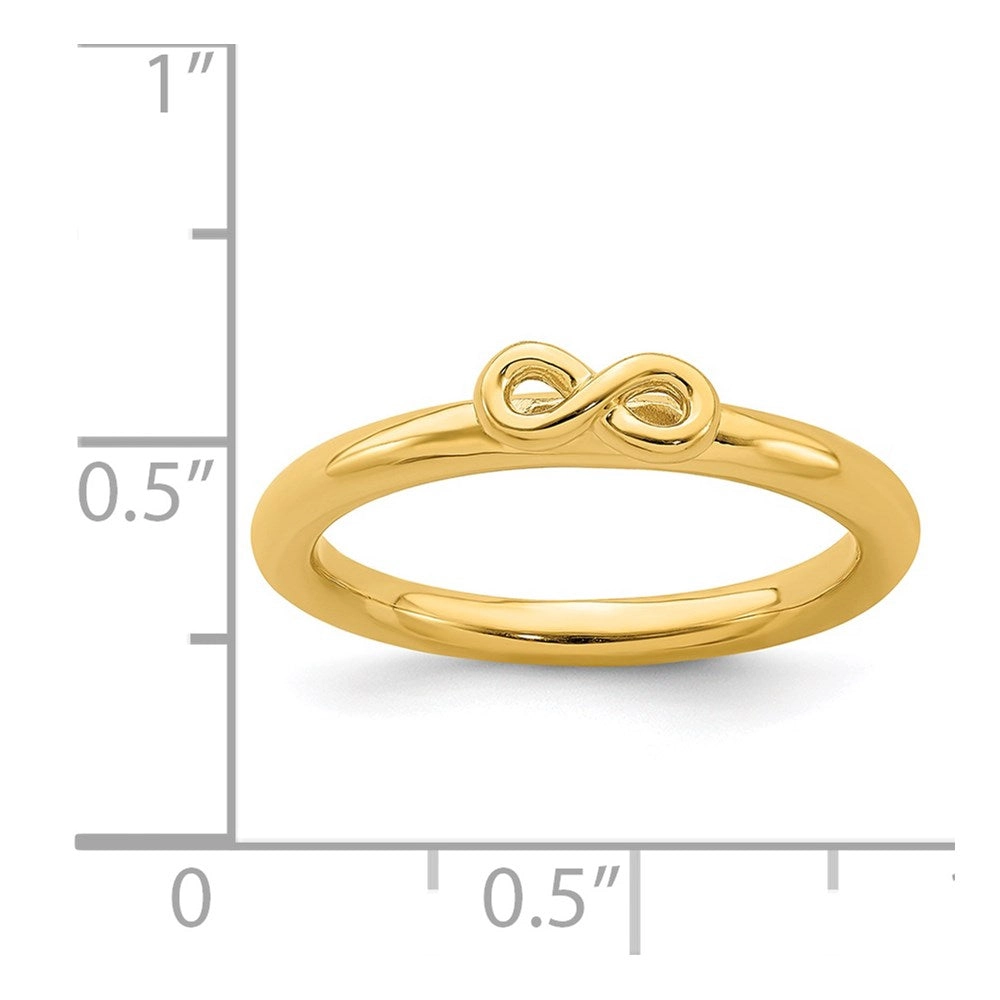 Sterling Silver Stackable Expressions Yellow-plated Infinity Symbol Ring | QSK1973