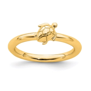 Sterling Silver Stackable Expressions Yellow-plated Turtle Ring | QSK1954