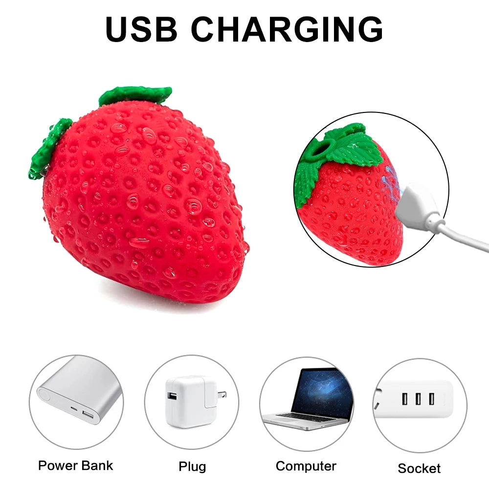 Strawberry Vibrator 8 Speeds Sucker Vibrator
