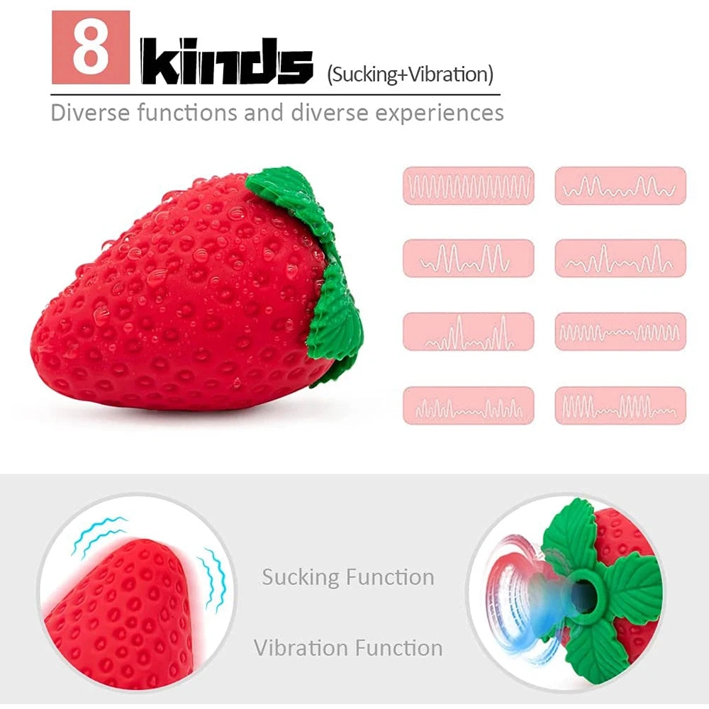 Strawberry Vibrator 8 Speeds Sucker Vibrator
